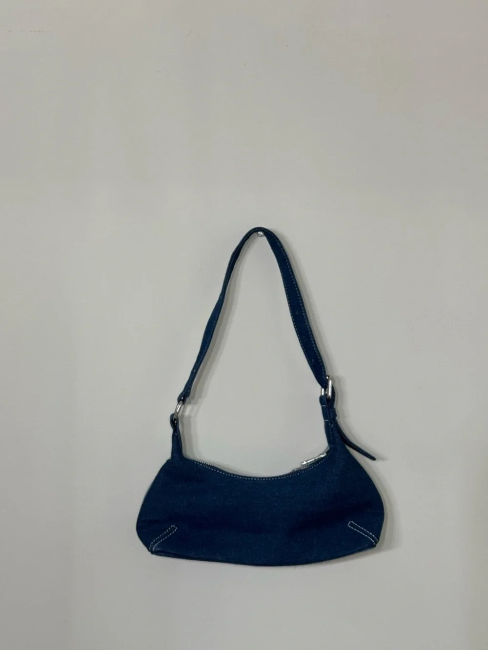 Patchwork Denim Shoulder Bag in Blue - Picture 2 of 2